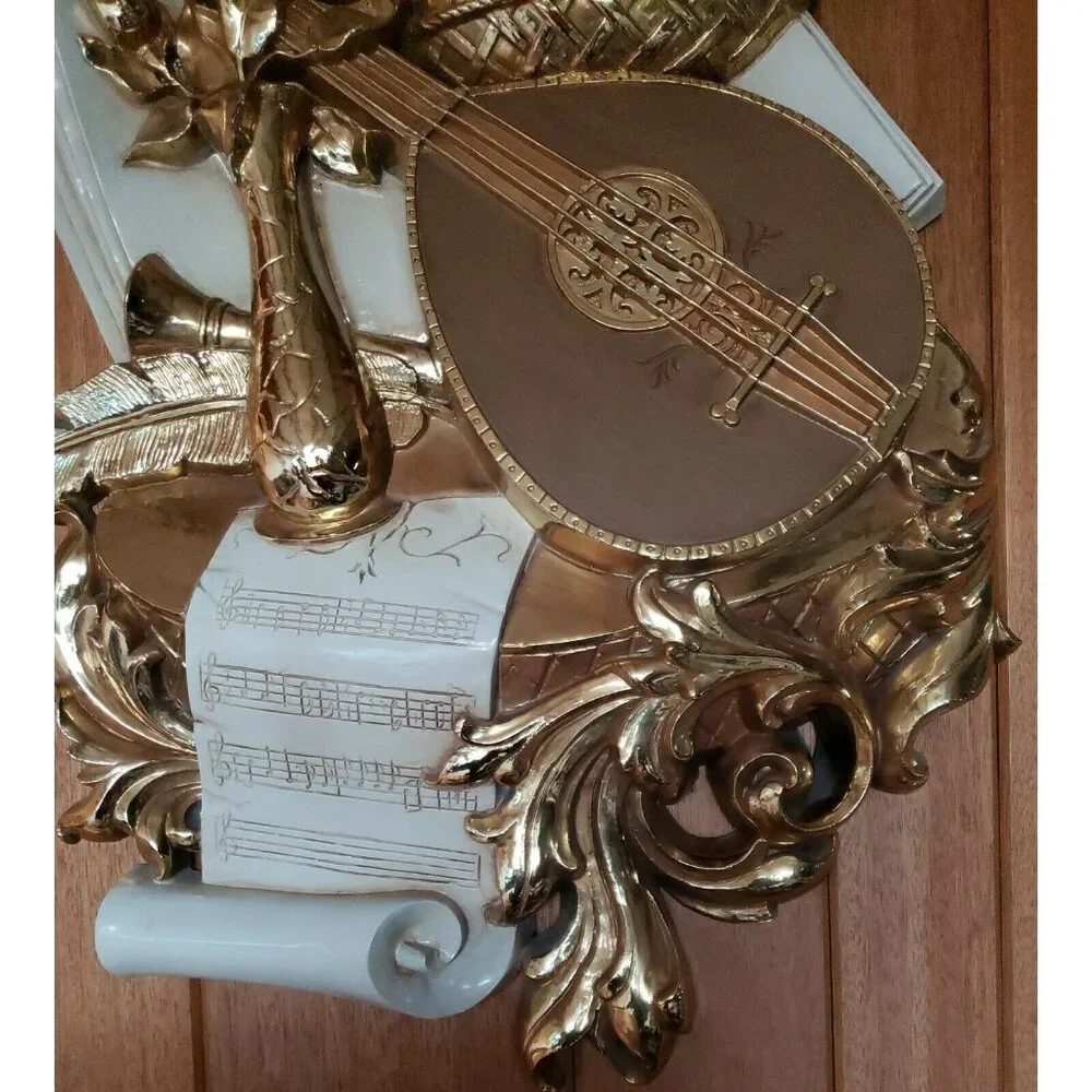 Syroco Wall Sculpture Musical Instrument Large Hollywood Regency 70s MCM USA